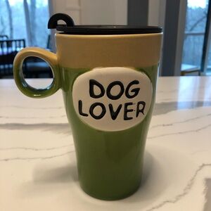 Secret Garden Stoneware Green Dog Lover Travel Mug 12oz